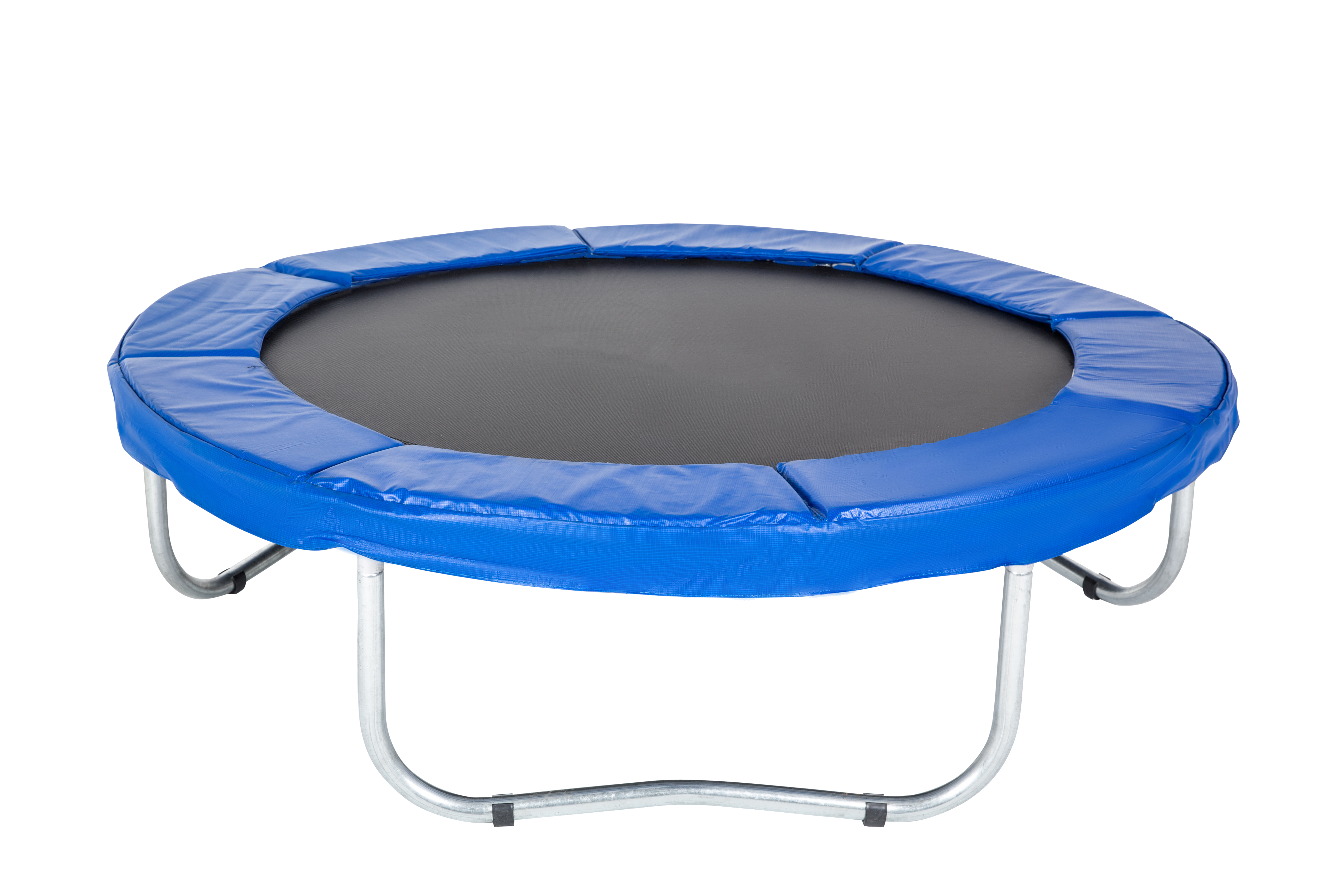 side profile of a blue trampoline
